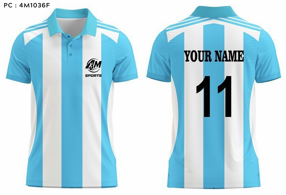 Light blue and white striped jersey -4M Sports